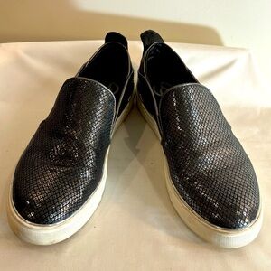 WISHBONE Sz 10 Slip On Loafers Snake Print Metallic Rubber Soles Slides Shoes